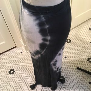 Dark navy and cream tie dye maxi skirt